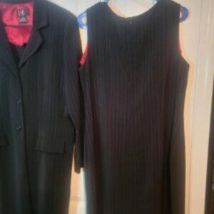 R&K Originals Two-Piece Black & Red Pinstripe Dress + Long Suit Jacket